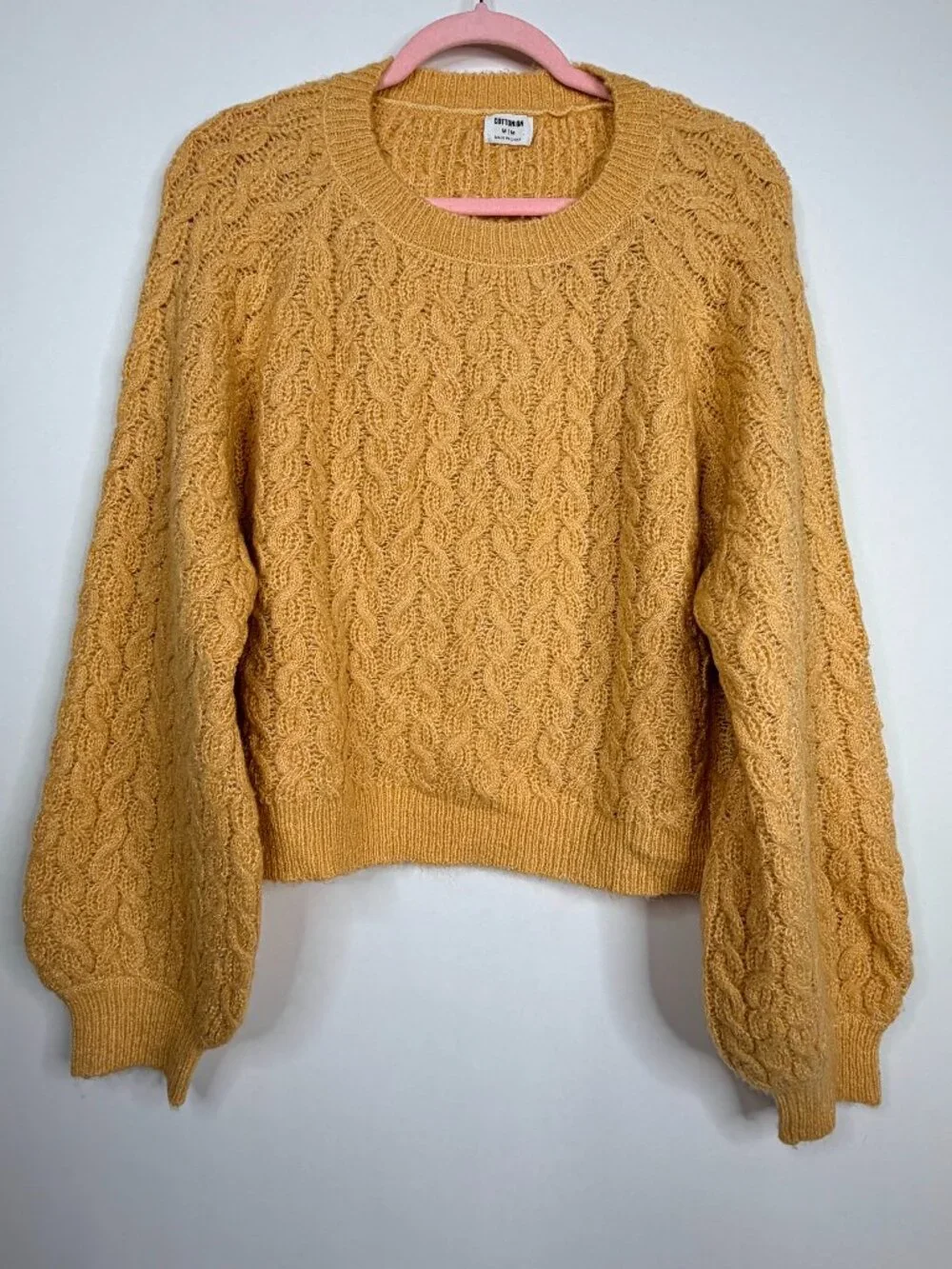 2/$30 Cotton On Cable-Knit Crew Neck Pullover Sweater Marigold Medium #A3276